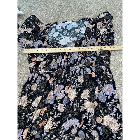 Maurices dress black floral print tiered faux button up V-neck lightweight SZ XL - Picture 10 of 12